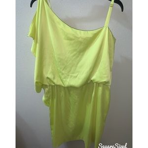 Jessica Simpson lime off the shoulder dress 14